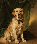 Neoclassical Golden Retriever Pet Portrait Oil Painting