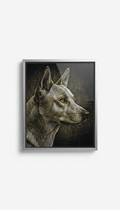 Custom dog scratch art with urban silver frame