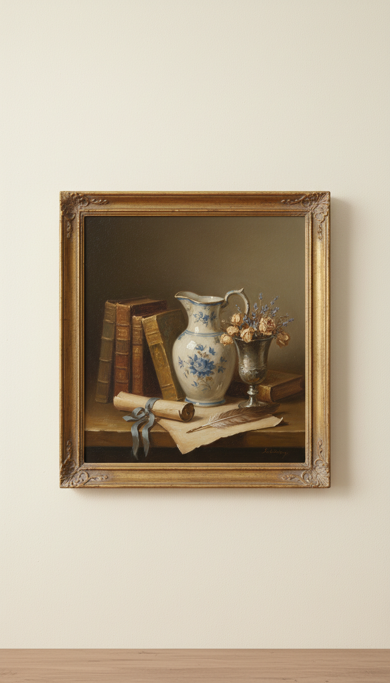 Romantic Still Life Theme Oil Painting