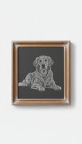 Scratch art dog portrait on canvas