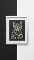 Abstract cat scratch art in mist white frame
